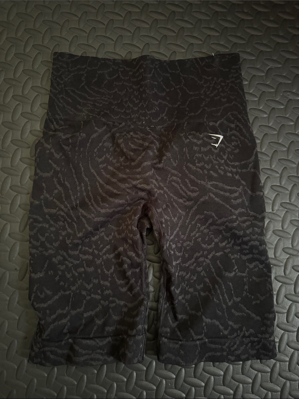 Gymshark Black Textured High-Rise Biker Shorts with Subtle Pattern